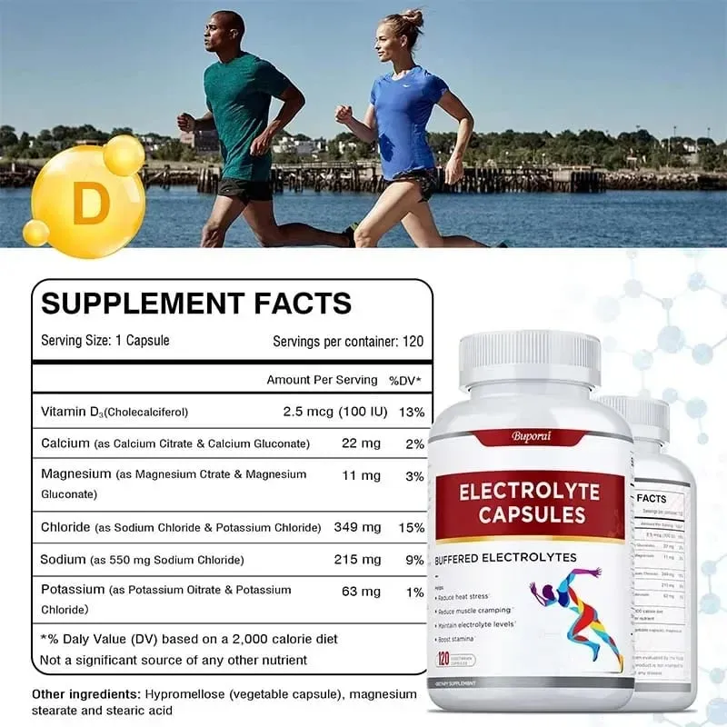 Electrolyte Capsules - Supports Electrolyte Balance Relieves Stress Supplements Sports Nutrition Improves Endurance Non-GMO