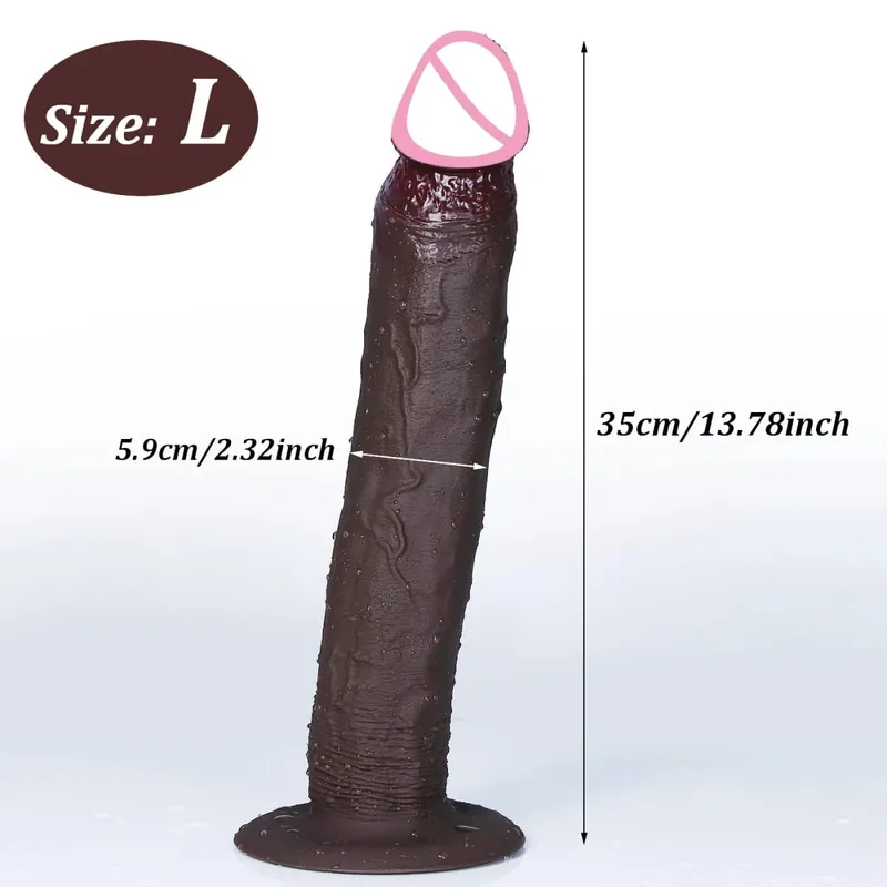 Realistico lungo e morbido butt plug dildo 3 dimensioni pene finto sensazione di pelle cazzo in silicone donna uomo masturbazione ventosa giocattoli del sesso anale — image 9