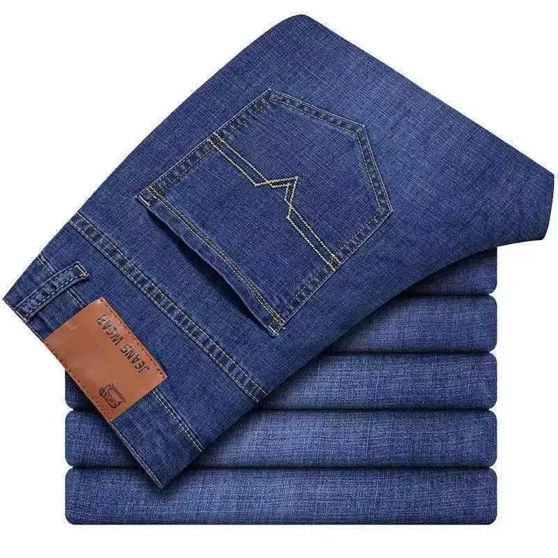 Business-Jeans für Herren, gerade, vielseitig, für Jugendliche, mittleres Alter, Denim, billig, für den Arbeitsplatz, Elektroschweißen, Maurer, Maurer, Hosen, Mode