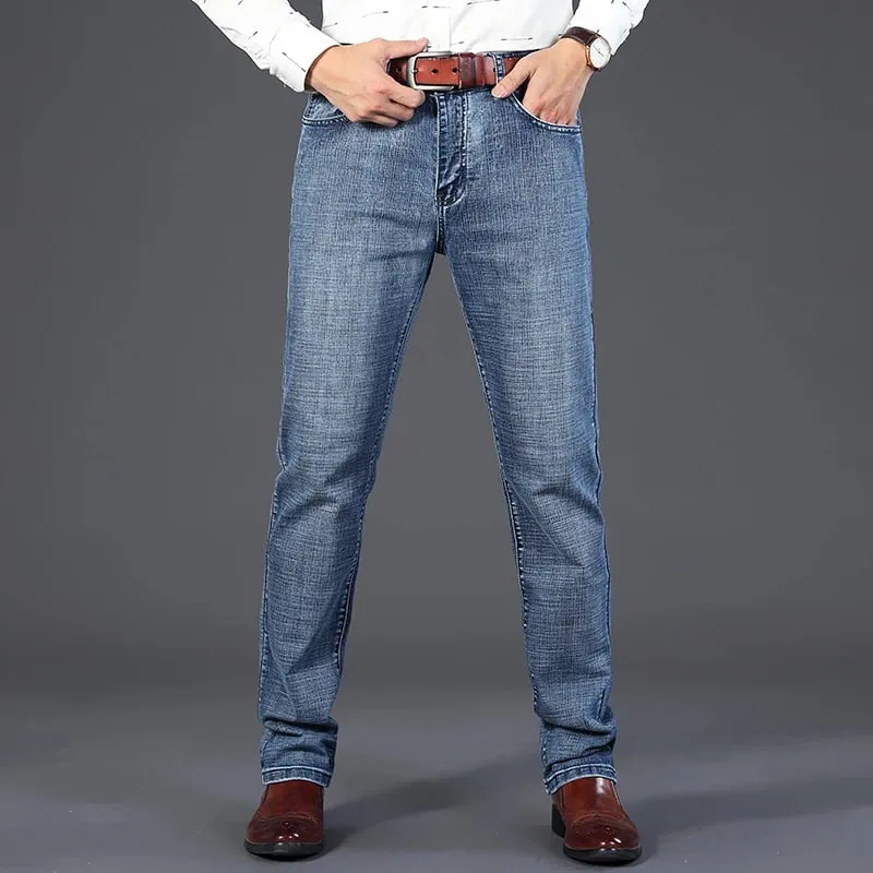 Wthinlee 8 Models Spring Autumn Business Jeans Men Casual Straight Stretch Fashion Classic Work Denim Trousers Brand Clothing