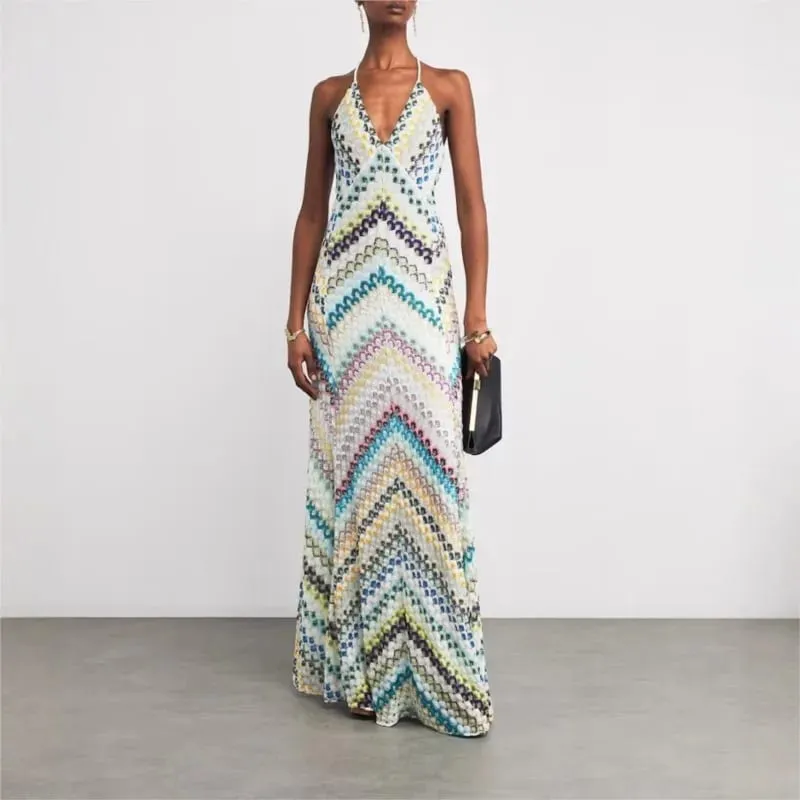 ฤดูใบไม้ผลิฤดูร้อนหญิง Boho Maxi ชุดเดรส Retro ผู้หญิงวันหยุดกระโปรงยาวเซ็กซี่ลึก V คอชุดลำลองปาร์ตี้ streetwear — image 3