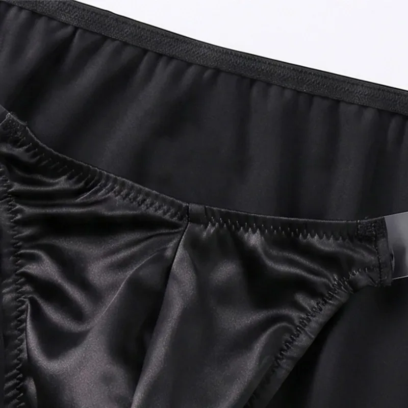 Raso di seta del ghiaccio come la biancheria intima da uomo Solido elasticizzato Slip a forcella alta Mutandine triangolari Custodia rigonfia Mutanda liscia e traspirante — image 12