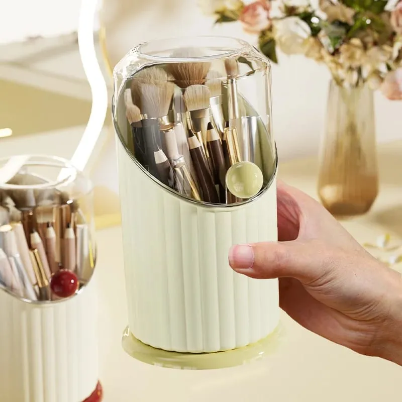 Úložný box na štětce na make-up Velkokapacitní držák štětců na make-up s průhledným víčkem Prachotěsné kosmetické nástroje Organizér na rtěnky na obočí — image 5