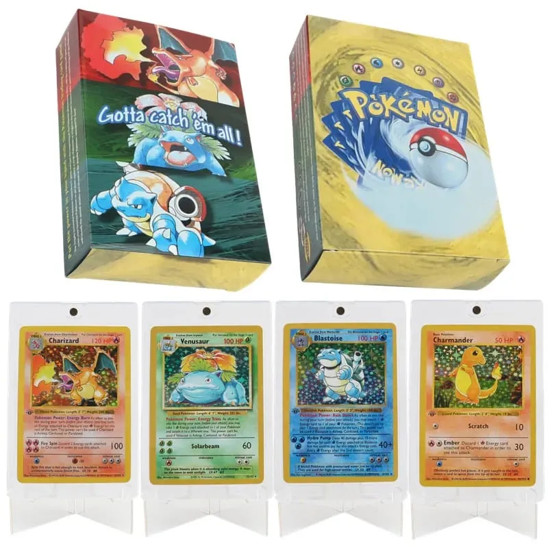 151 Keping/kotak Kad Pokémon Edisi Pertama tahun 1996 Rare Charizard Pikachu Mewtwo Blastoise Mengumpul mainan kad Versi Bahasa Inggeris — image 1
