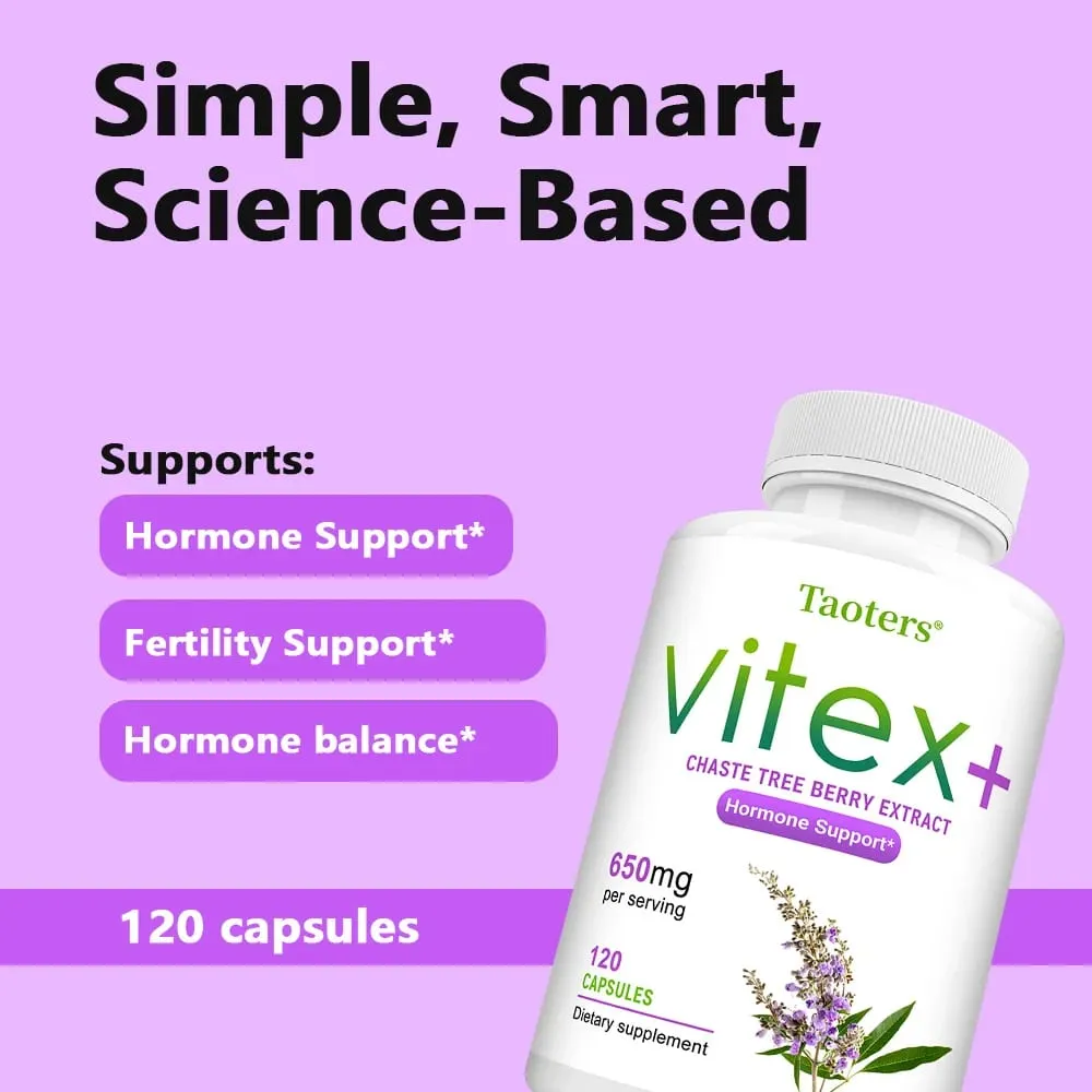 Organic Vitex Chaste Tree Berry Extract Capsules-650Mgฮอร์โมนสำหรับผู้หญิงวัยหมดประจำเดือน/PMSสนับสนุนอารมณ์และสุขภาพผิว — image 3