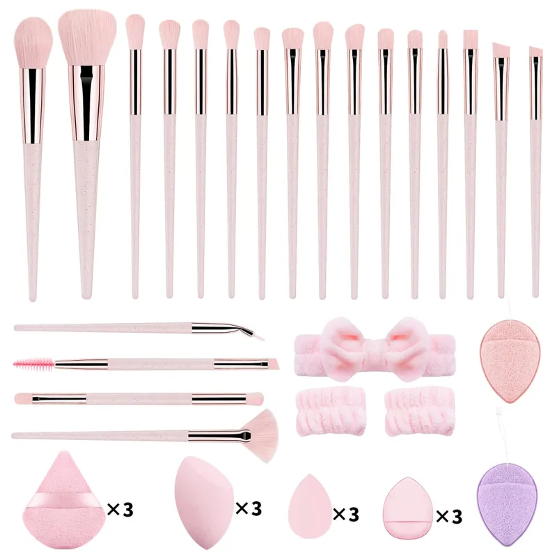 Kit di strumenti per trucco da 37 pezzi, pennelli per trucco da 20 pezzi, con fascia per capelli, soffio di cipria, spugna per il viso — image 9