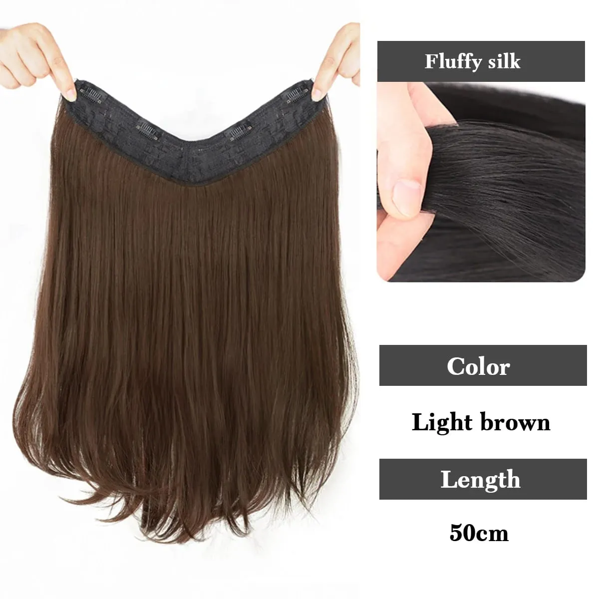 Synthetic V-shaped hair extensions wigs clips that naturally connect to women's hair heat-resistant wigs used for daily wear — image 10