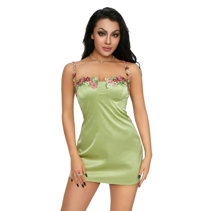 Sleeveless Backless 3D Flower Spaghetti Strap Short Dress Women Summer Casual Party Club Sling Dress