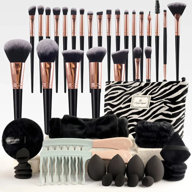 47Pcs Professional Makeup Brushes Set Beauty Tools Kit Portable Travel Cosmetic Bag Puff Toiletry Makeup Accessories Set — image 4