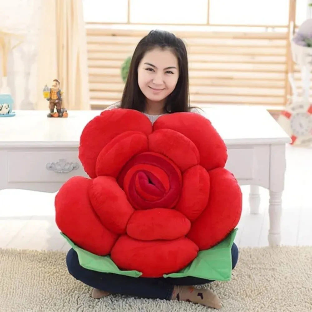 Nuovo grande cuscino a forma di rosa simulato peluche divano cuscino floreale cuscino colorato per interni auto decorazioni per la casa — image 8