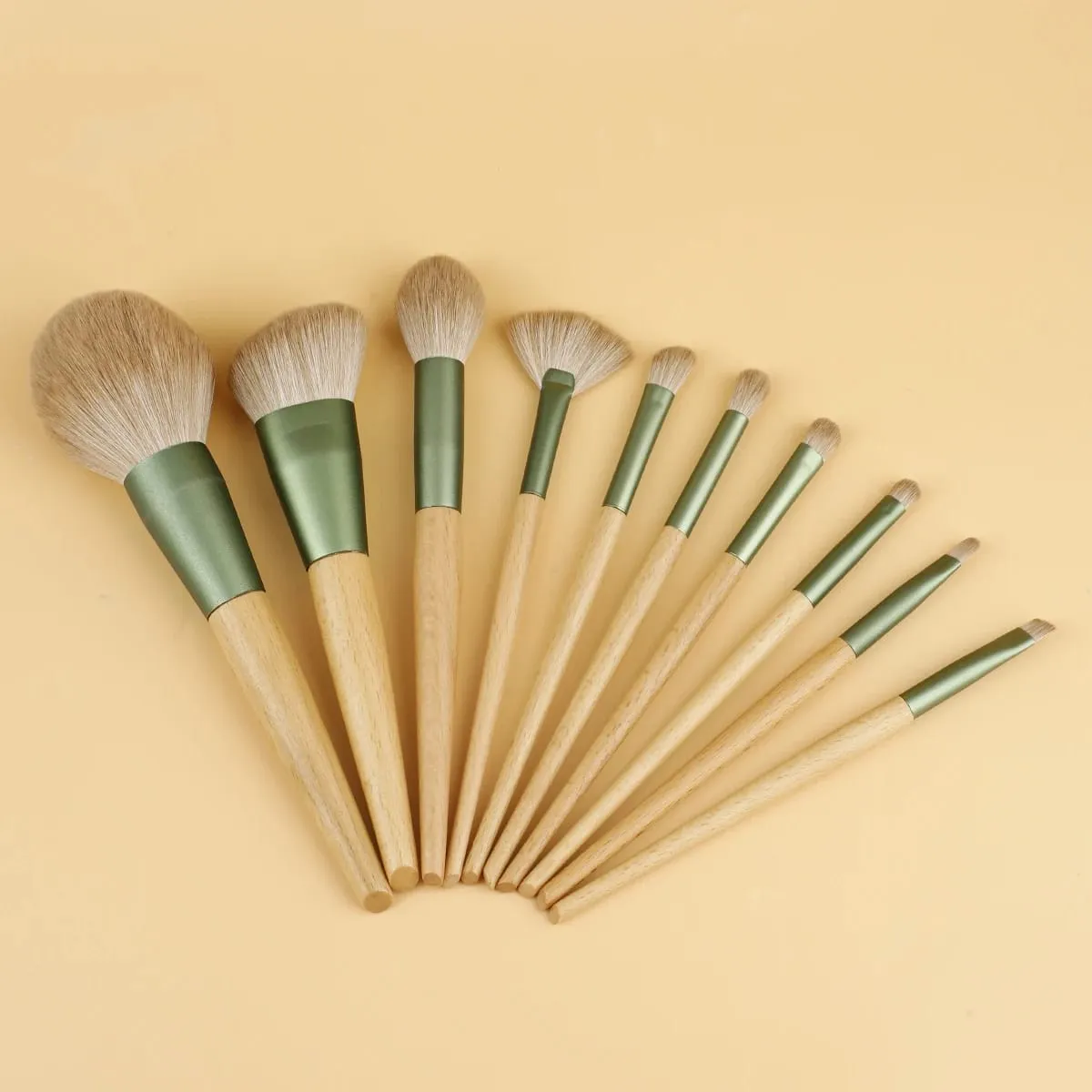 10 Pcs Set Berus Mekap Berus Kontur Berus Hidung Berus Pembayang Mata Serbuk Penyebaran Berus Kayu Runcing Pemegang Kayu Alat Kosmetik — image 5