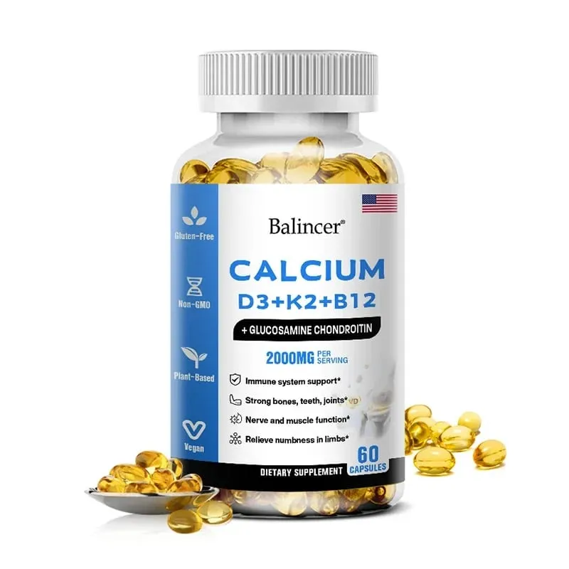 Balincer Vitamin D3+K2+B12 2000mg Capsules for Bone Immune and Calcium Support 120 Capsules Non-GMO — image 10