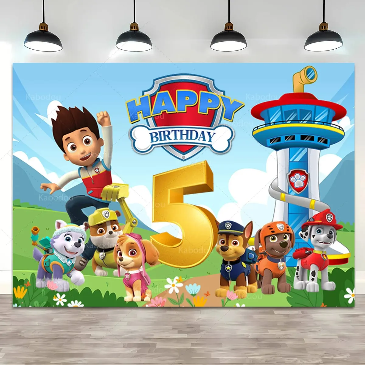 Benutzerdefinierte Kinder Name Alter Paw Patrol Hintergrund Junge 1. 2. 3. Geburtstag Party Hintergrund Dekor Welpen Banner Poster Foto Studio — image 5