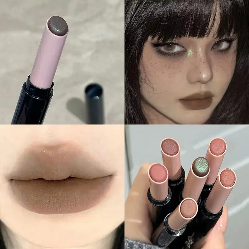 1Pc Matte Red Brown Lipstick Waterproof Matte Shimmer Lipstick Nude Lip Gloss Natural Rouge Balm Long-lasting Makeup Stick — image 2