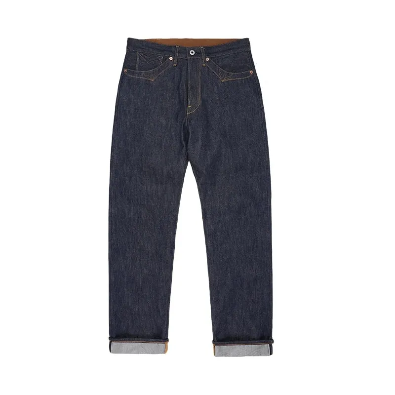 Jean rouge Tornado 350 Selvedge avec poches et coutures avec boucle au dos, pantalon en denim brut 14oz — image 5