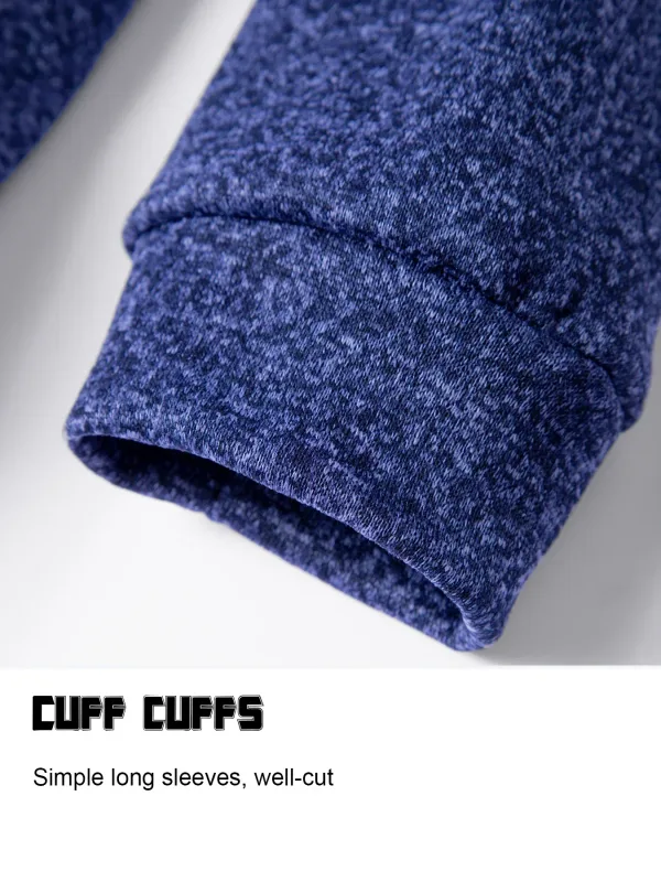 Set 2 Keping Lelaki 1/4 Zip Baju Leher Olok-olok, Pullover Bergaris Bulu dengan Cuff Berusuk Atasan Kasual Hangat untuk Pakaian Harian Musim Gugur Musim Gugur — image 10
