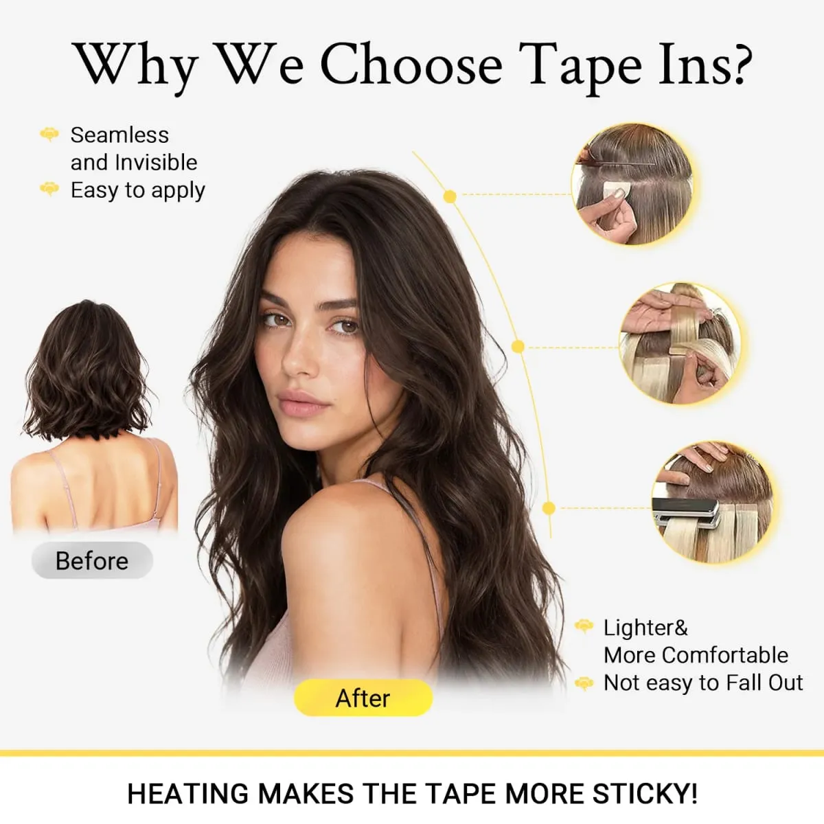 Sunmofavo Tape I Remy Human Hair Extensions Tyk Silkeagtig Lige Naturlig Brun Usynlig Tape 20 Stk Salon Grade Til Kvinder — image 4