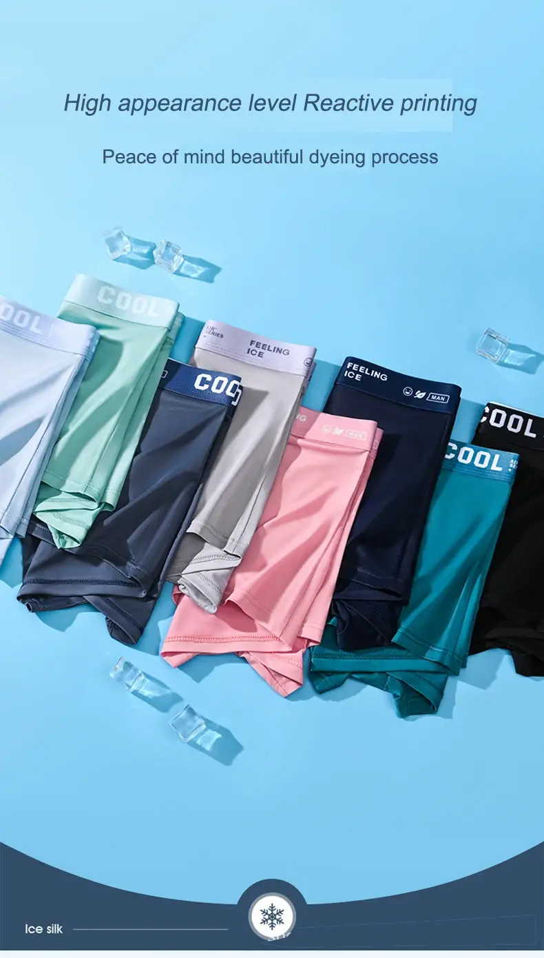 Boxers en soie glacée pour hommes, sous-vêtements en graphène, respirants et confortables, culottes ultra fines, tronc, grande taille 6XL — image 8