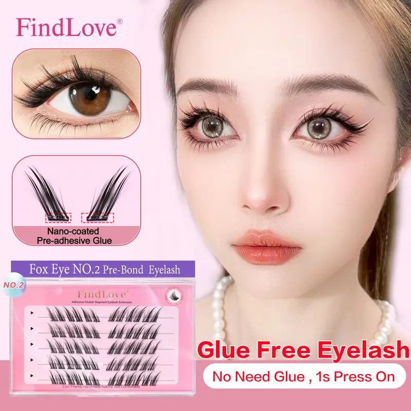 FindLove – faux-cils pré-collés Fox, boucles C, 12mm, réutilisables, Manga, doux, sans colle, outils de maquillage
