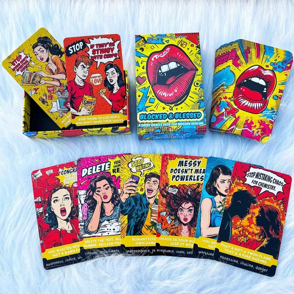54 การ์ดดาดฟ้าขนาด 13x8 ซม.BLOCKED & BLESSED,SASSY ORACLE DECK สำหรับ Modern Healing การ์ดชุดการ์ดเกม — image 3