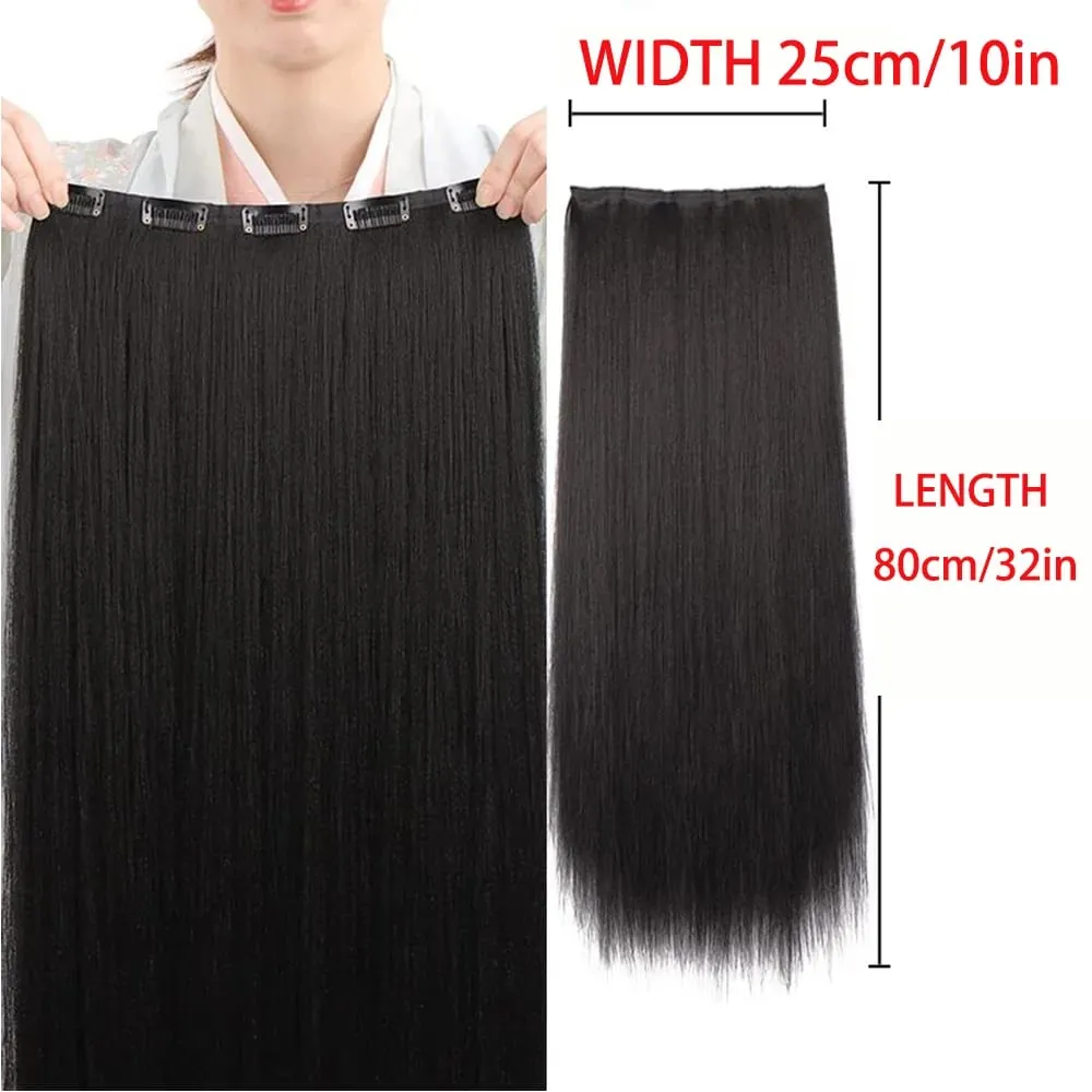 Synthetic black women's vertical hair extensions hair extensions five different lengths of headwear for women's wigs — image 30
