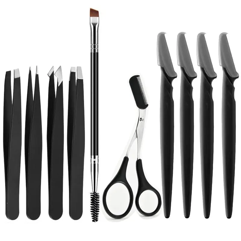 3/5/10-teiliges Augenbrauen-Set für Damen, Augenbrauen-Trimmer, Rasierer, Schere, Pinsel, Pinzette, Pflege-Werkzeug-Set — image 1
