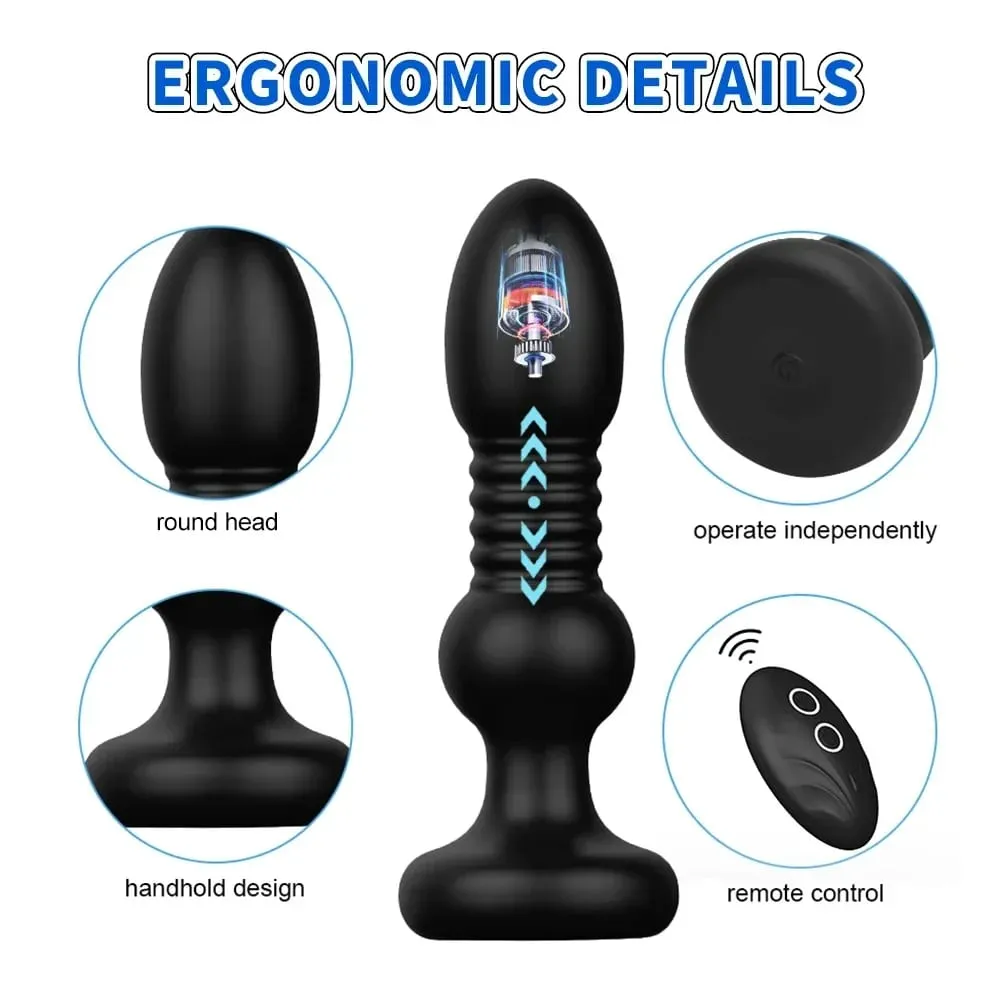 Telescopic Vibrating Butt Plug Anal Vibrator รีโมทคอนโทรลไร้สายเพศของเล่นสำหรับผู้หญิงตูด Anal Dildo นวดต่อมลูกหมากผู้ชายและผู้หญิง — image 4