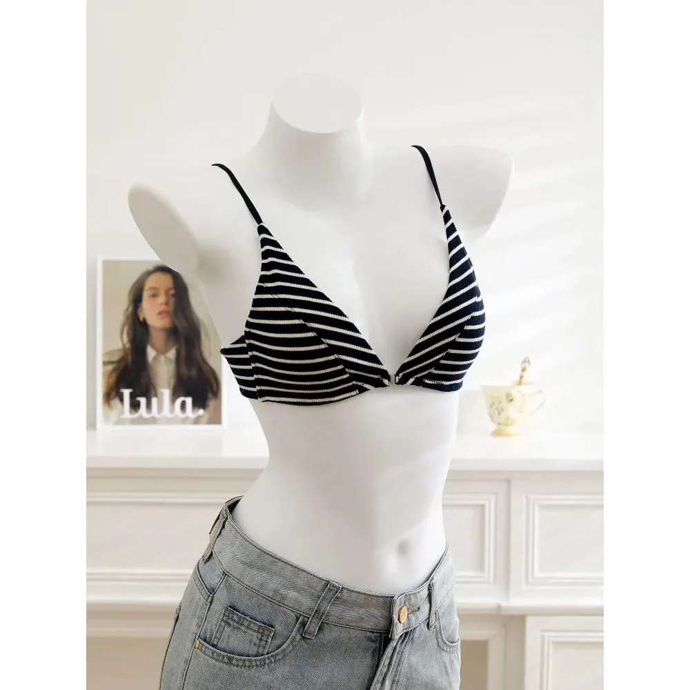 Kvinder Front lukning BH Sæt Sommer Tynd Let Bomuld Fransk Trekant Skål Rygløs Beauty Back Lingeri dragt til lille bryst S-XL — image 5