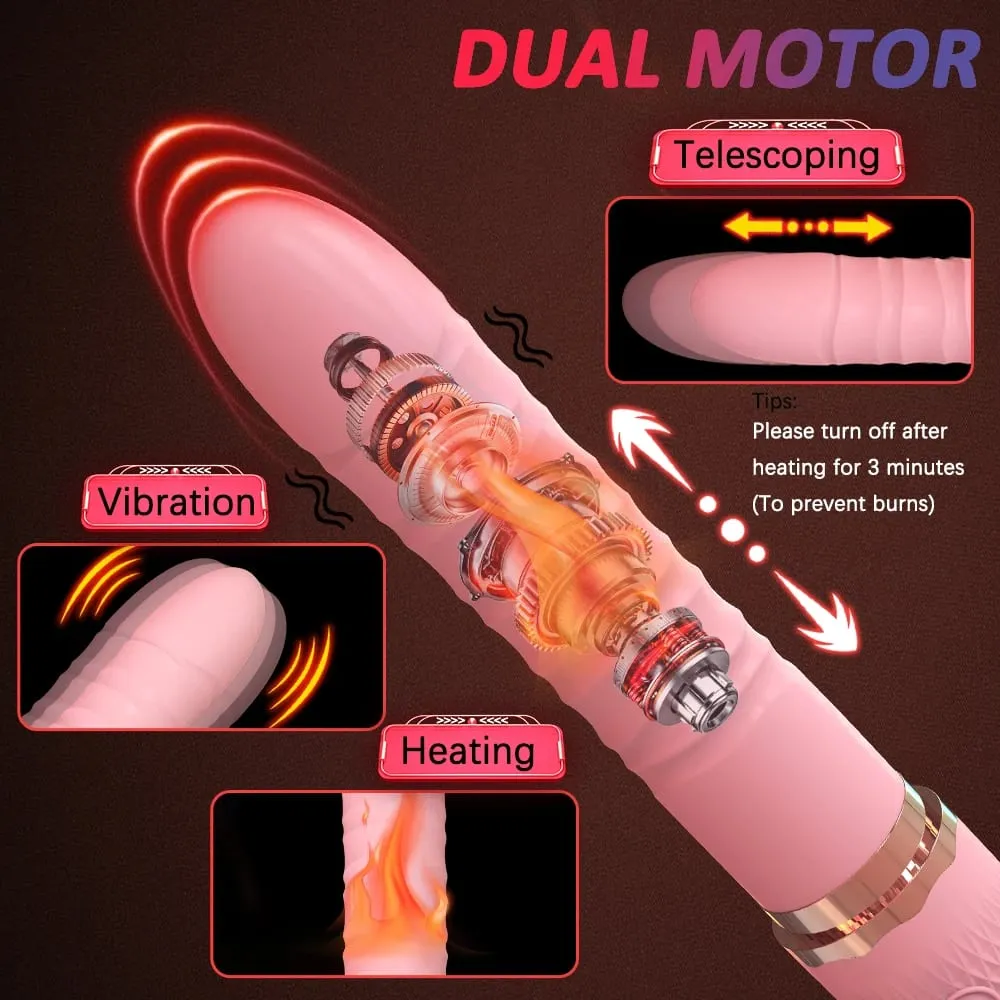 มอเตอร์คู่ที่สมจริง Thrusting Dildo Vibrator พร้อมความร้อน 10 โหมดของเล่น Vibrator Clitoral Stimulator สำหรับ Anal กระตุ้น — image 2