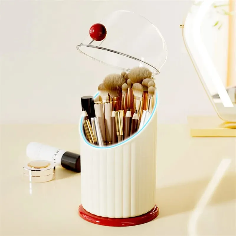 Úložný box na štětce na make-up Velkokapacitní držák štětců na make-up s průhledným víčkem Prachotěsné kosmetické nástroje Organizér na rtěnky na obočí — image 3