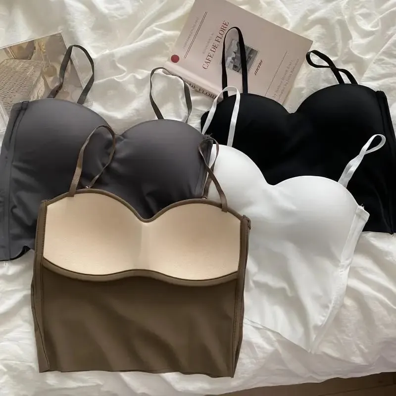 Heiße Mädchen Dünne Abschnitt Doppel Straps Einfarbig Hosenträger Innen Sport Weste Sexy Oberbekleidung Boden Schlanke Frauen Crop Tops bh — image 6