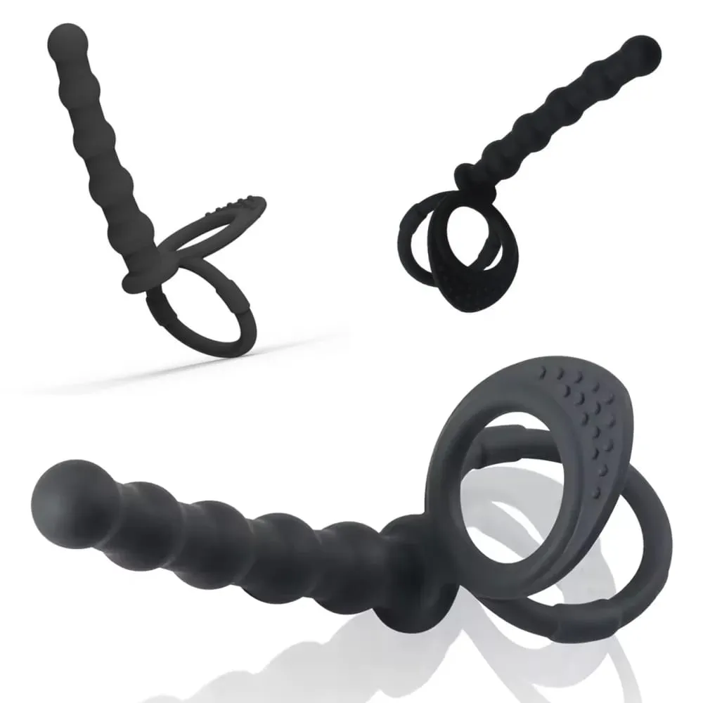 Silicone Doppio Anello Del Rubinetto Perline Anali Butt Plug Dildo Clitoride Della Vagina Massaggiatore Della Prostata Giocattoli Del Sesso Per Le Donne Adulte Coppie Sex Shop — image 2