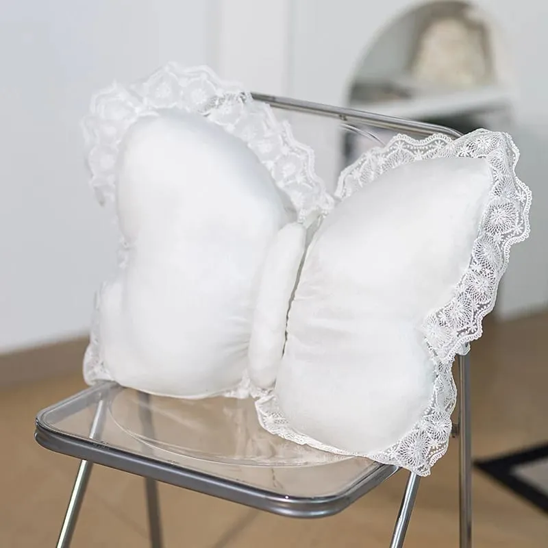 Bantal Renda Kupu-kupu Bantal Dekoratif Berbentuk Kupu-kupu untuk Sofa Tempat Tidur Sofa Bantal Penopang Lumbar Beludru Mewah untuk Kursi Kantor — image 5