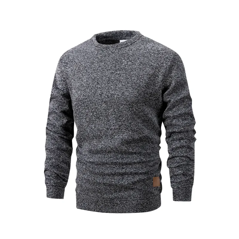 New Men's Sweater Spring Autumn Round Neck Long Sleeve Pullover Casual Sports Sweatshirt High Quality Solid Color Fleece Coat — image 2
