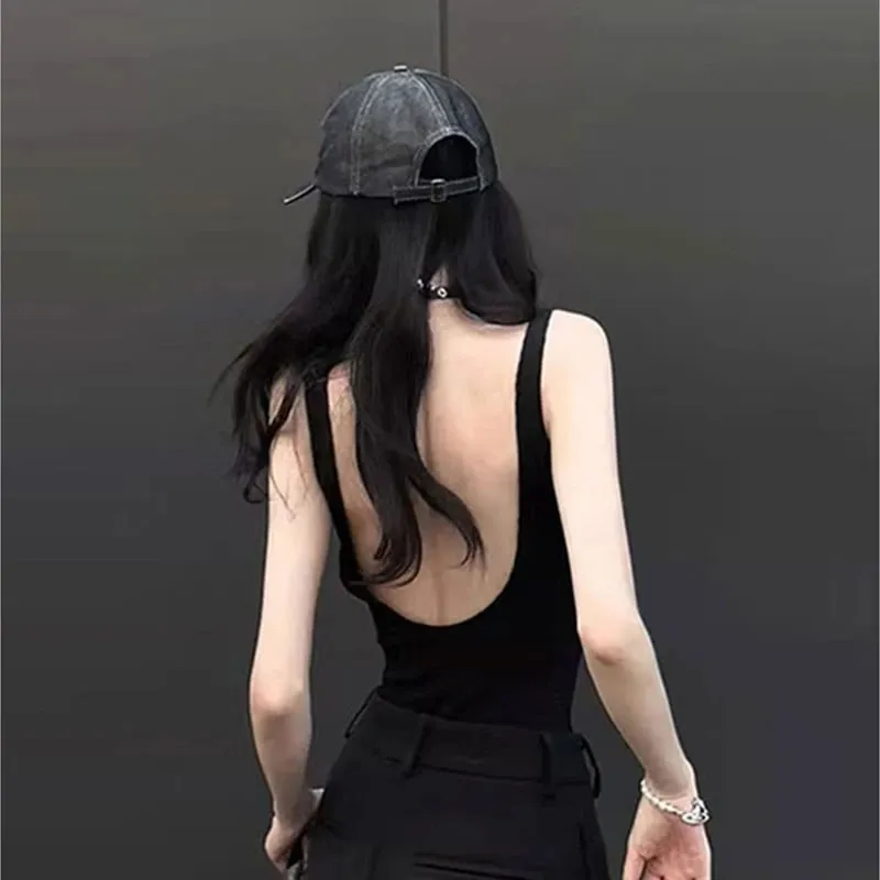 สีดำStrappyบอดี้สูทเซ็กซี่Backless Ribbedบอดี้สูทRomper String Femmeเซ็กซี่แขนกุดTop Gloved bodysuit Bodyหญิง — image 5