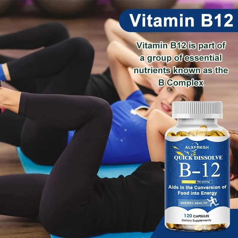 Vitamin-B12-Kapseln unterstützen zelluläre Anämie, Energieproduktion, bekämpfen Müdigkeit, psychische Gesundheit, Stimmungsstabilität und bewahren die Nerven — image 3