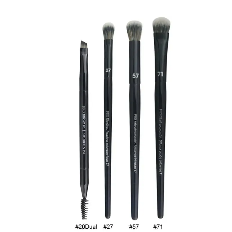 4st/set Pro Black Eye Shadow Makeup Borstar Läppbryn Precision Concealer Blend Syntetiskt hår Smudge Highlight Make Up Brush — image 4
