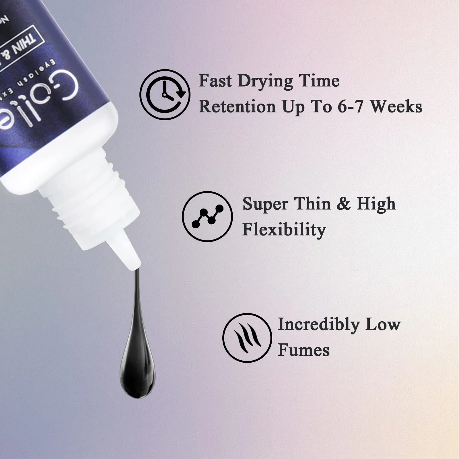 Gollee Wimpernverlängerungs-Kleber-Set, Wimpern-Primer, 3-in-1, dünn, schnell trocknend, 5 ml Kleber, 15 ml Primer, 200 Tücher, Lash Tech Salon-Set — image 4