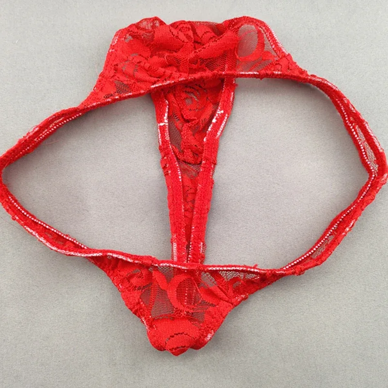 Lace Floral Sexy Men's Underwear Solid Hollow Perspective Thong Comfort Bugle Enhance Sissy G-String Gay Low Rise T-back Panties — image 6