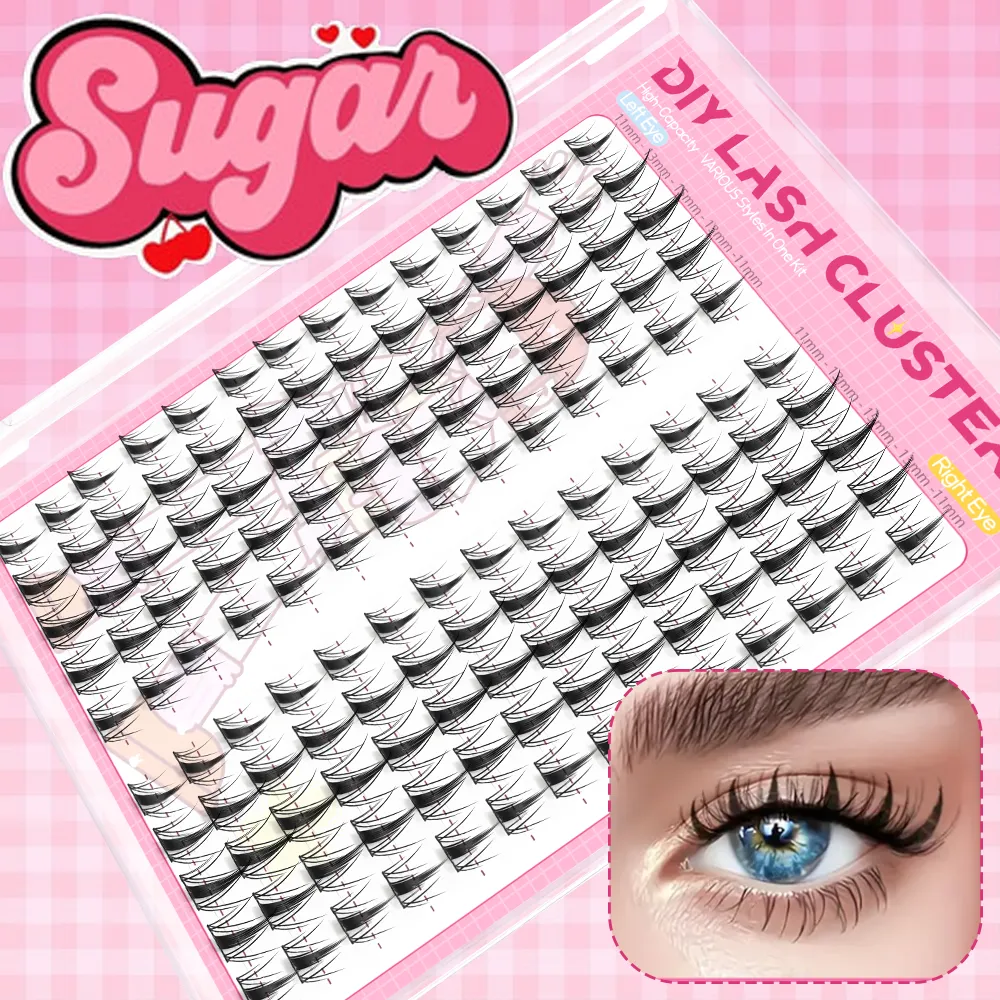 DIY False Eyelash Extensions C Curl 11-15mm Blandet længde Hare Style Genanvendelig Nem at skabe Charmerende øjenmakeup — image 3