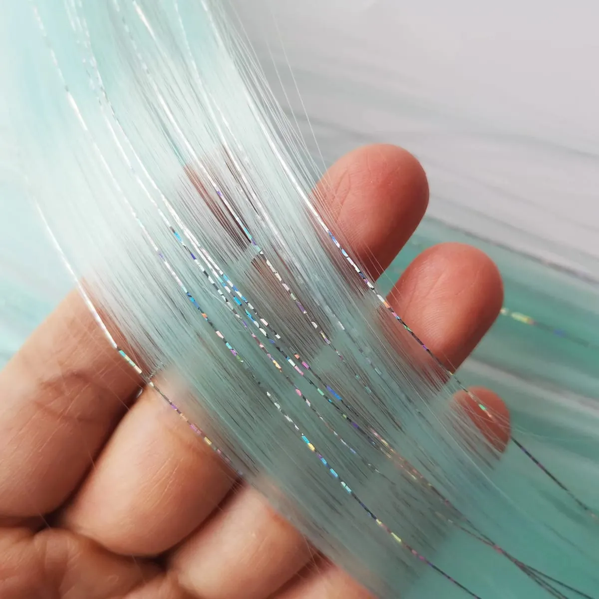 Clip nelle estensioni dei capelli rosa Orpelli misti d'argento Parrucchino sintetico arcobaleno Festività per feste per donne e ragazze — image 13