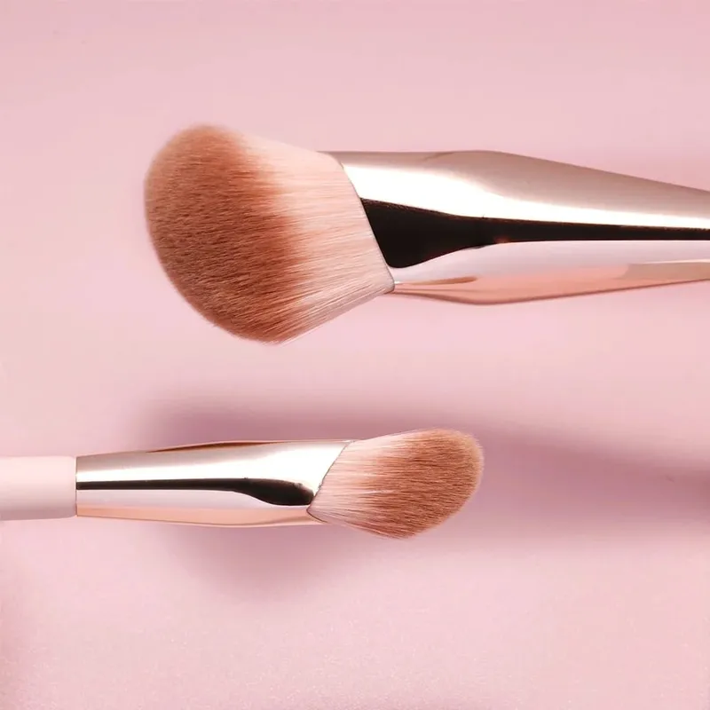 Berus Mekap OVW Berus Penyuci Asas Cecair Blending Blush Brush 2PCS Kontur Wajah Kepala Serong Alat Solek Profesional — image 3