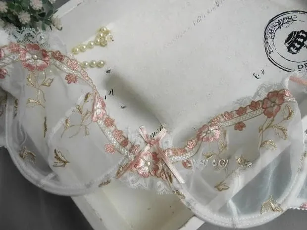 ภาษาฝรั่งเศสคำลูกไม้ Bra & ชุดกางเกง Panty สำหรับ PLUS ขนาด-SHEER ตาข่าย Ultra-Thin Full-หน้าอก Anti-Sagging ชุดชั้นในการออกแบบเซ็กซี่