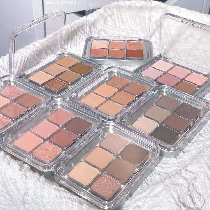 Palette di ombretti opachi luccicanti di rosa grigia 6 colori Glitter color terra Ombretto a bassa saturazione Pigmento Cosmetici a lunga durata — image 2
