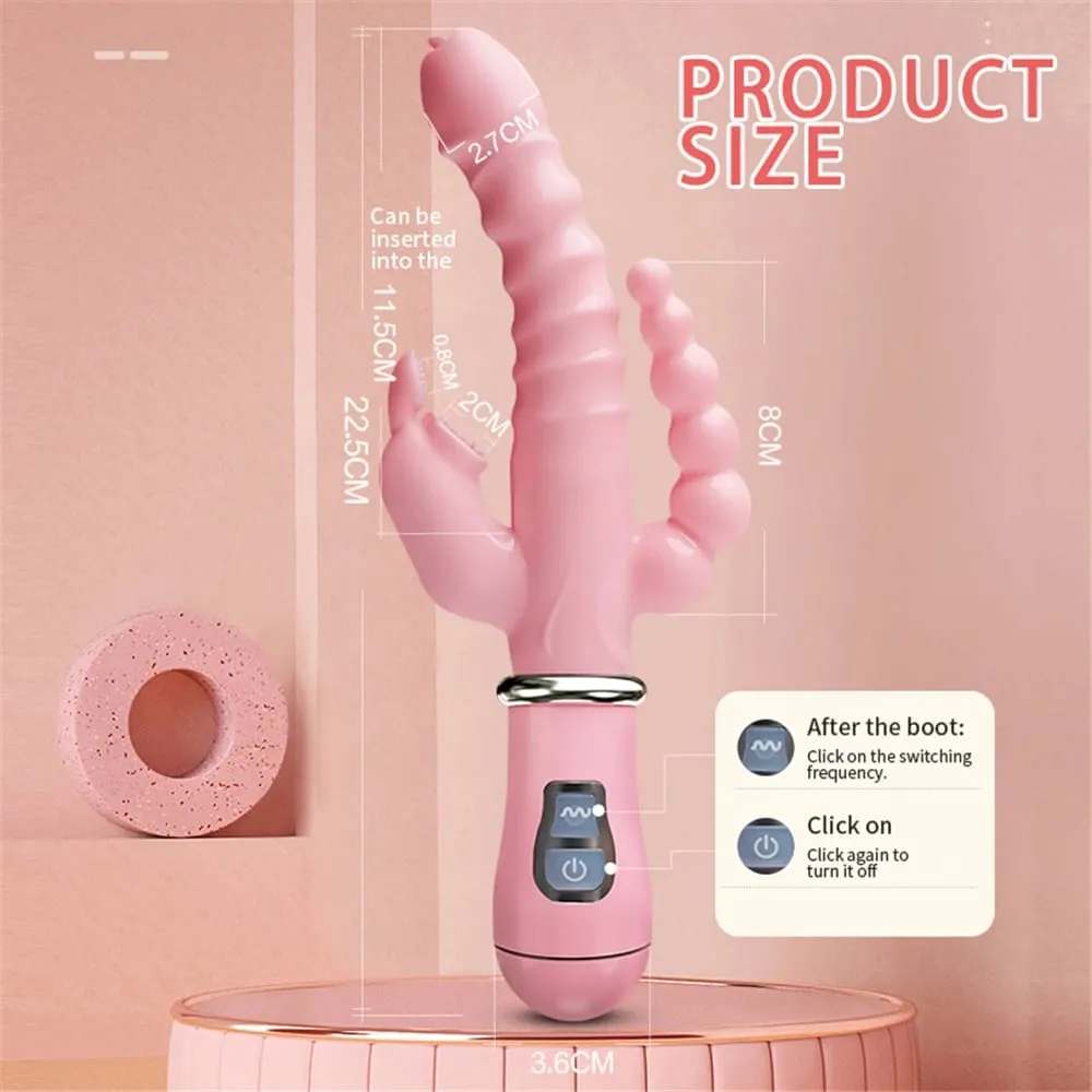 Potente vibratore 3 in 1 vibratore del coniglio del vibratore vibratore del clitoride anale impermeabile giocattoli del sesso per le donne coppie che flirtano vibratore del dildo