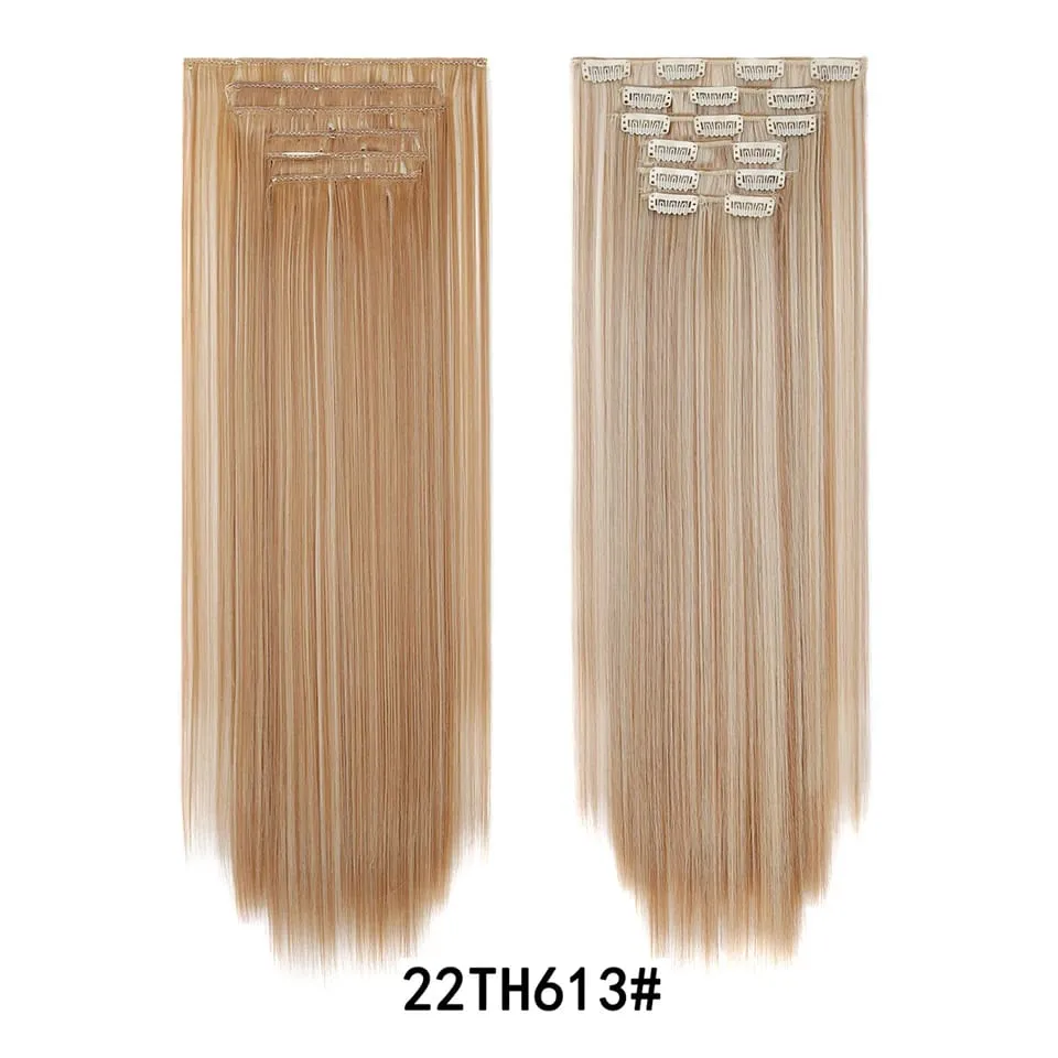 24Inch Clip in Hair Extensions Invisible Synthetic Extension 6PCS Long Straight Heat Resistant Clips on Hairpieces for Women — image 21