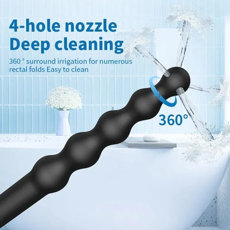 Silicone Long 58cm Anal Beads Plug Dilator Douche Enema Vagina Cleaning Kit Buttplug Syringe Shower Head Gay Sex Toy For Couples — image 2