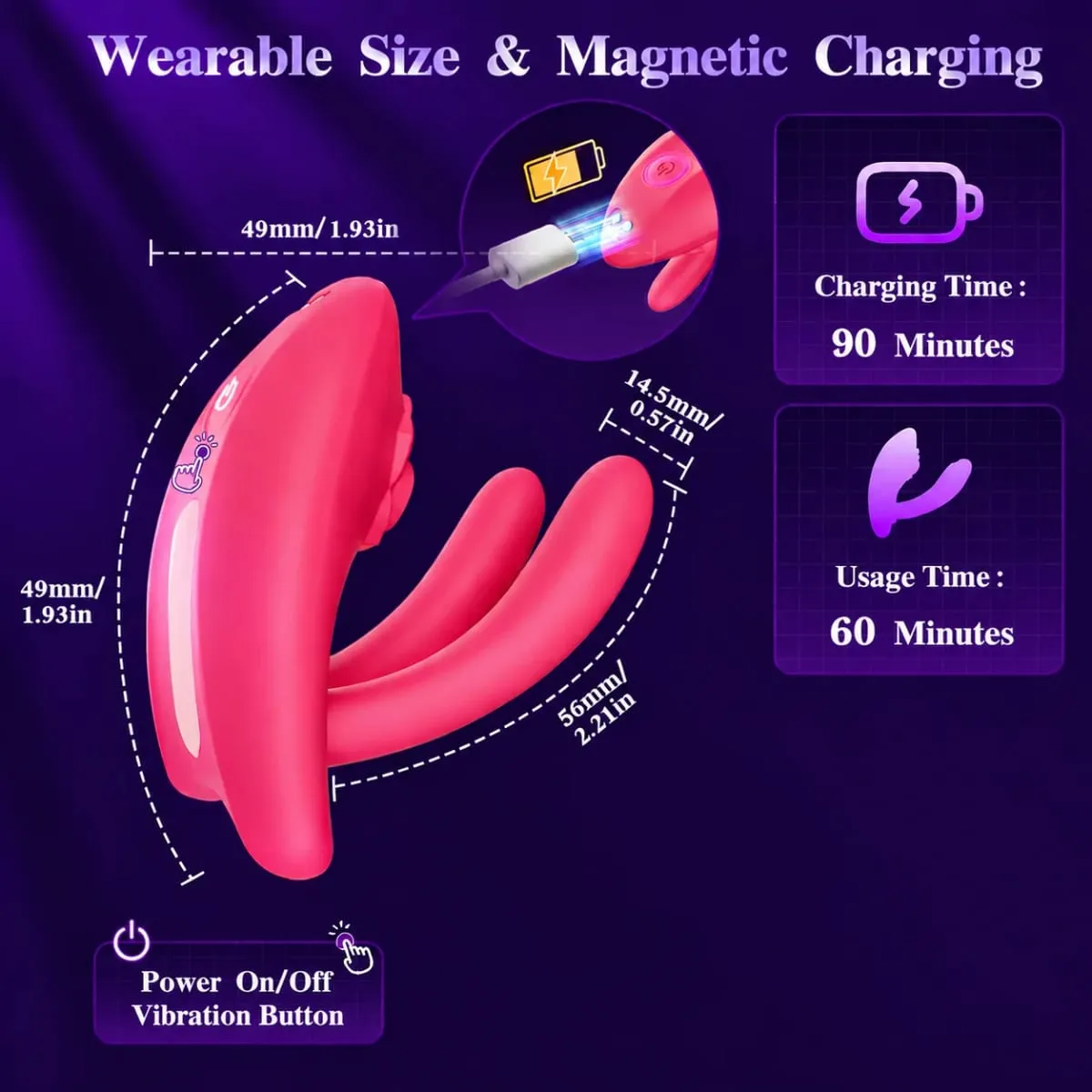 Genopladelig G-Spot og klitorisvibrator til par 3 kraftige motorer 9 vibrationstilstande App Control Silikonelegetøj til Ultimate — image 4