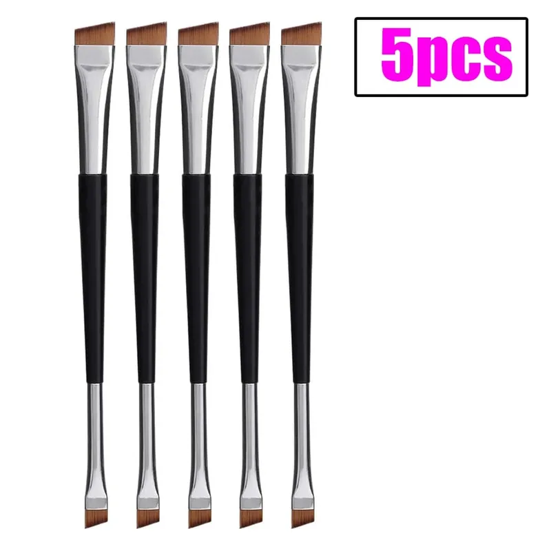 Professionele Wenkbrauwborstel Eyeliner Schuine platte kop Eyeliner Wenkbrauwcontour Make-up kwasten Dubbele kop Make-up gereedschap 15 stuks