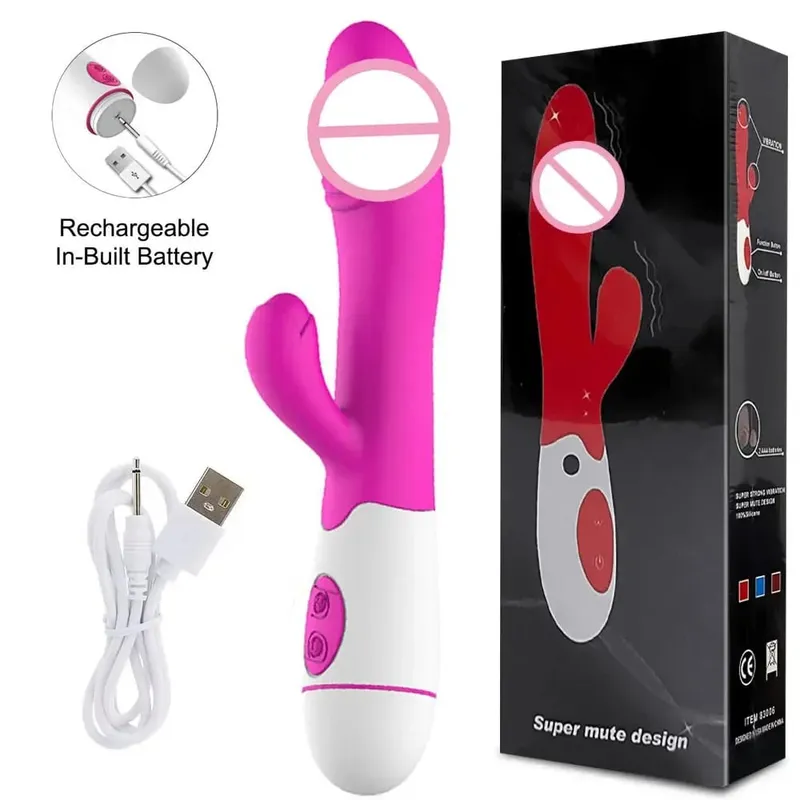 30 Speed Rechargeable Handheld Silicone Adult Clit Clitoral Clitoris Sex Toy G Spot Dual Motor Rabbit Vibrator for Women Female — image 10